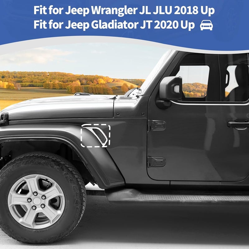 RT-TCZ for Jeep JL Side Fender Vent Decal Trim Cover for Jeep Wrangler JL JLU 2018-Present for Gladiator JT 2020-Present Chrome Exterior Accessories 2pcs - Image 4